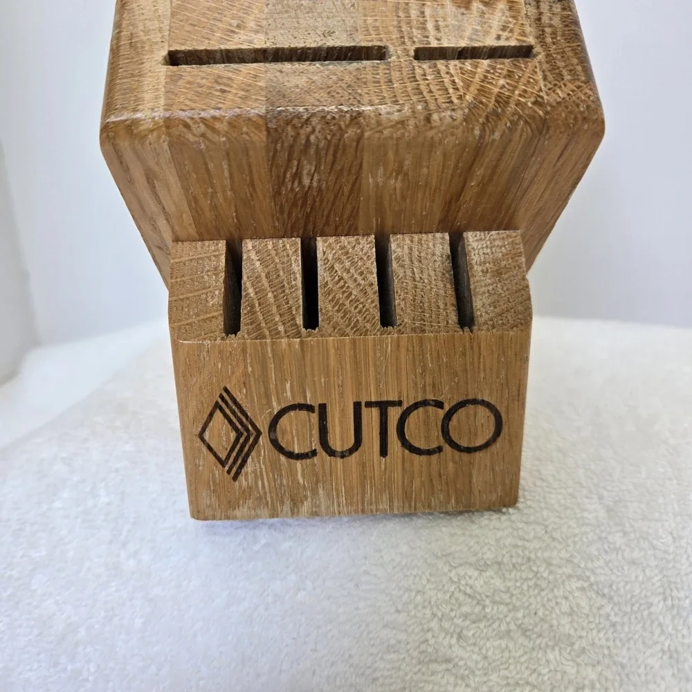 CUTCO 8 Slot Solid Wood Honey Oak Knife Block Holder Made in USA Vtg